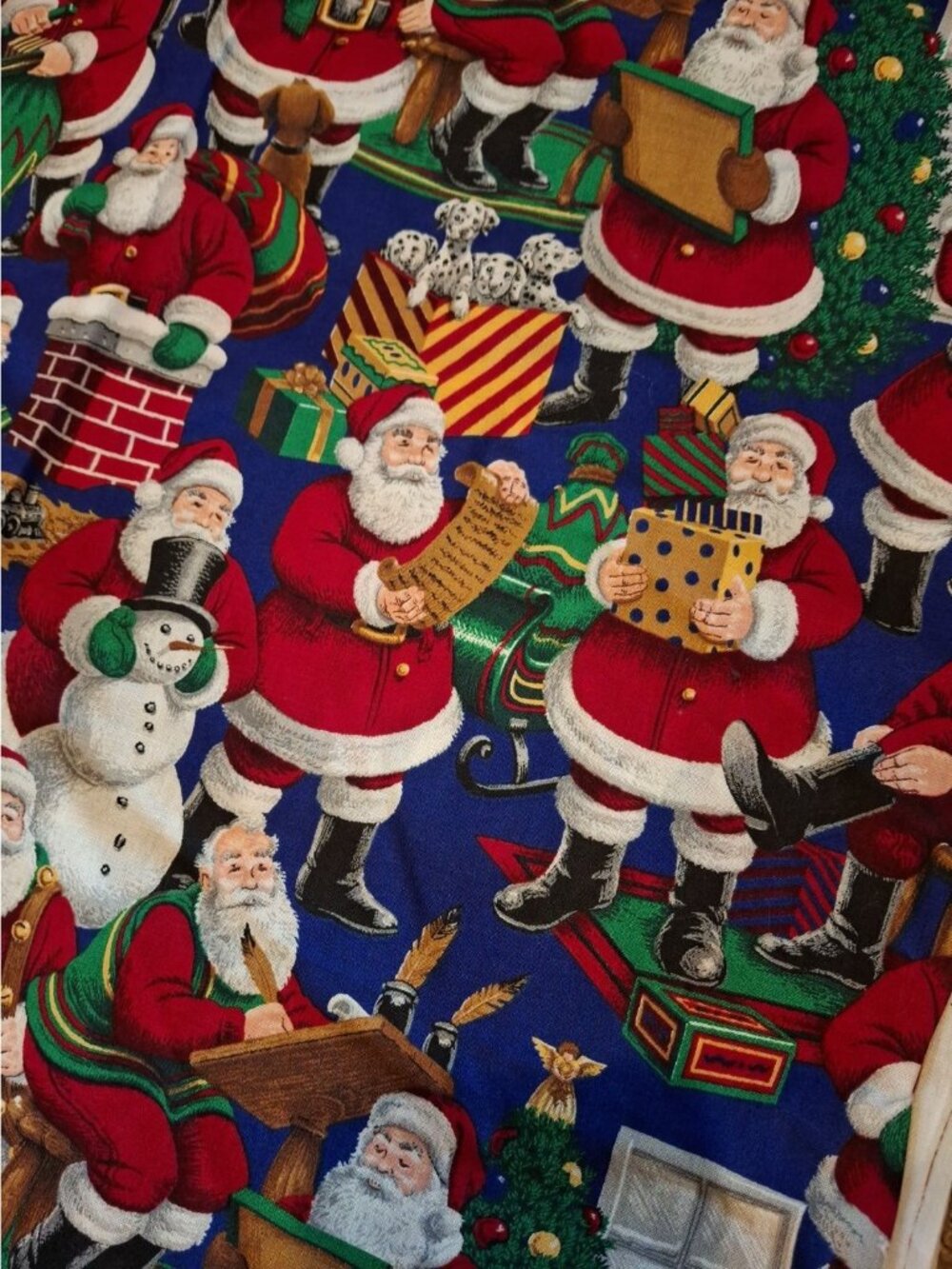 Vintage ViP Cranston Fabric, SANTA Presents Dalamations, 2.3 Yards Cotton